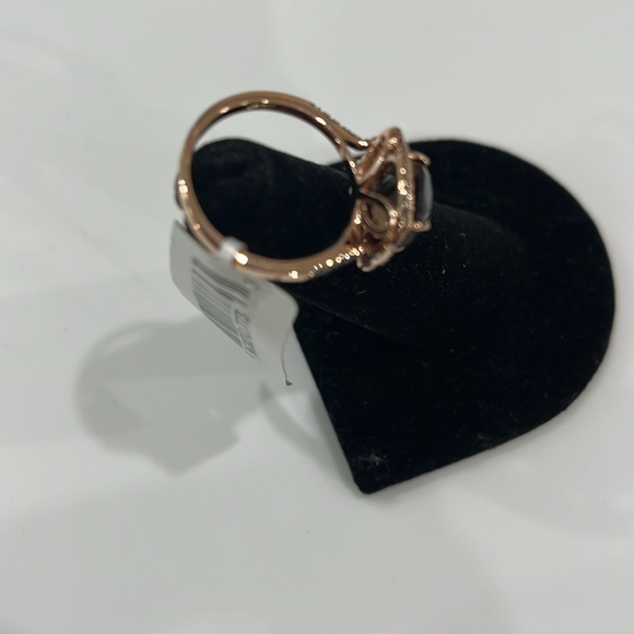 SMOKY QUARTZ APR 2.5ct RING .34 TW DIAMOND 14KT ROSE GOLD HALO SIZE 7 EXQUISITE - Picture 13 of 16